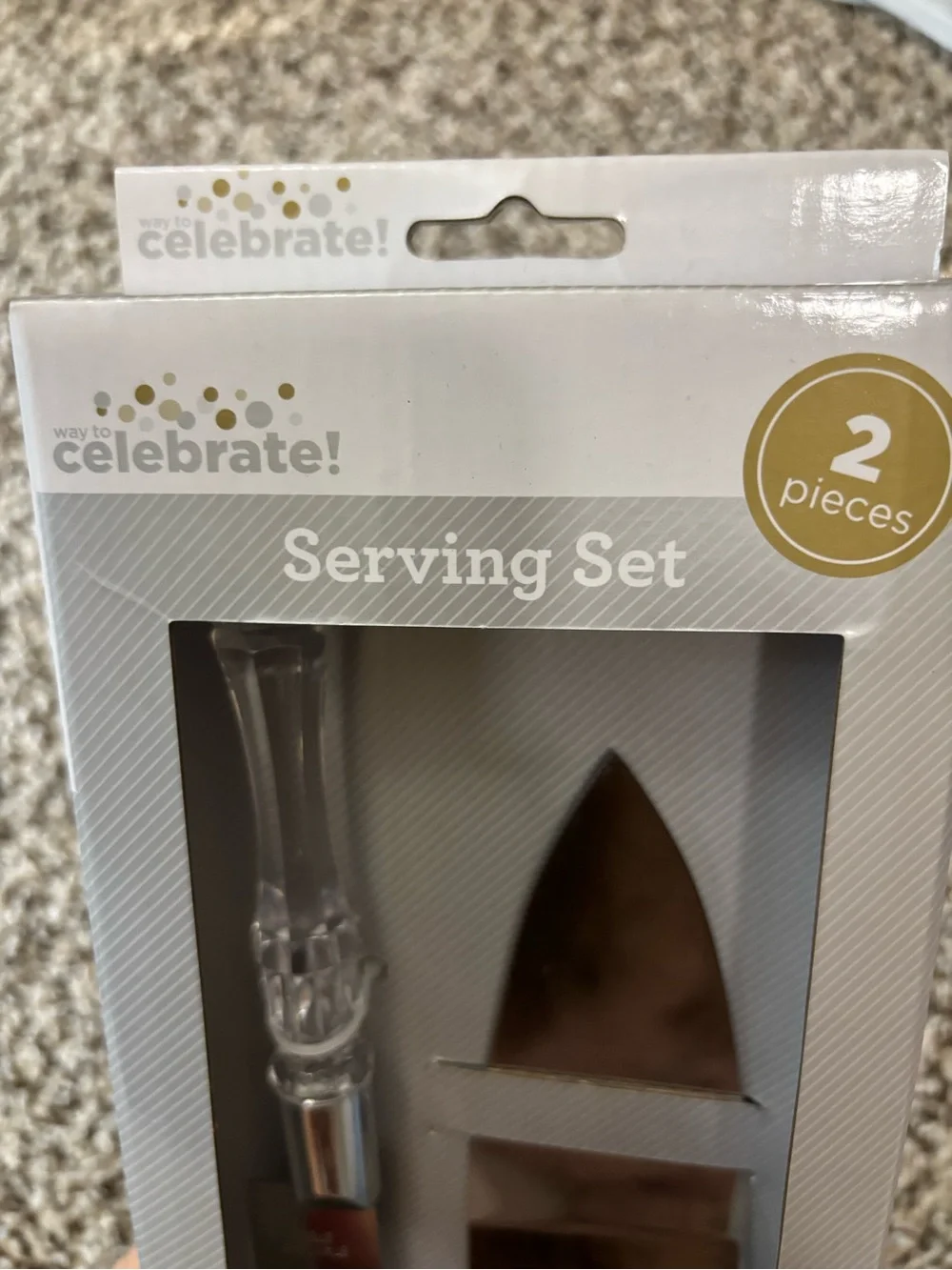 Celebrate It Clear Handle Silver Cake Server & Knife Set